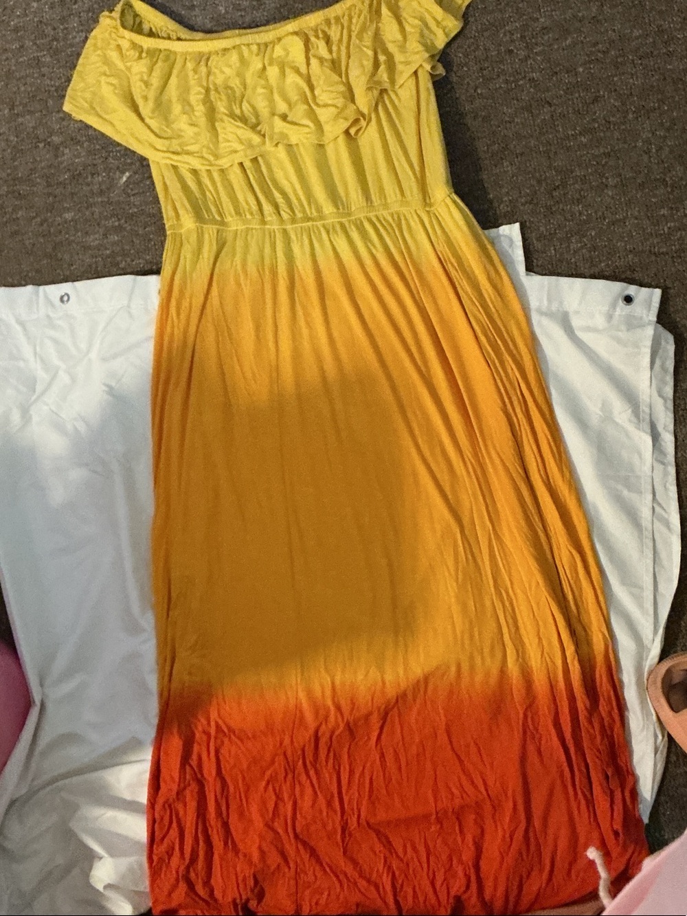 Lane Bryant Strapless Ombre Maxi Dress in Yellow and Orange-Red